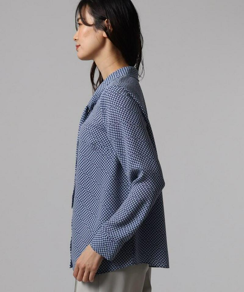 【洗える】ジオメトリカルボウタイブラウス