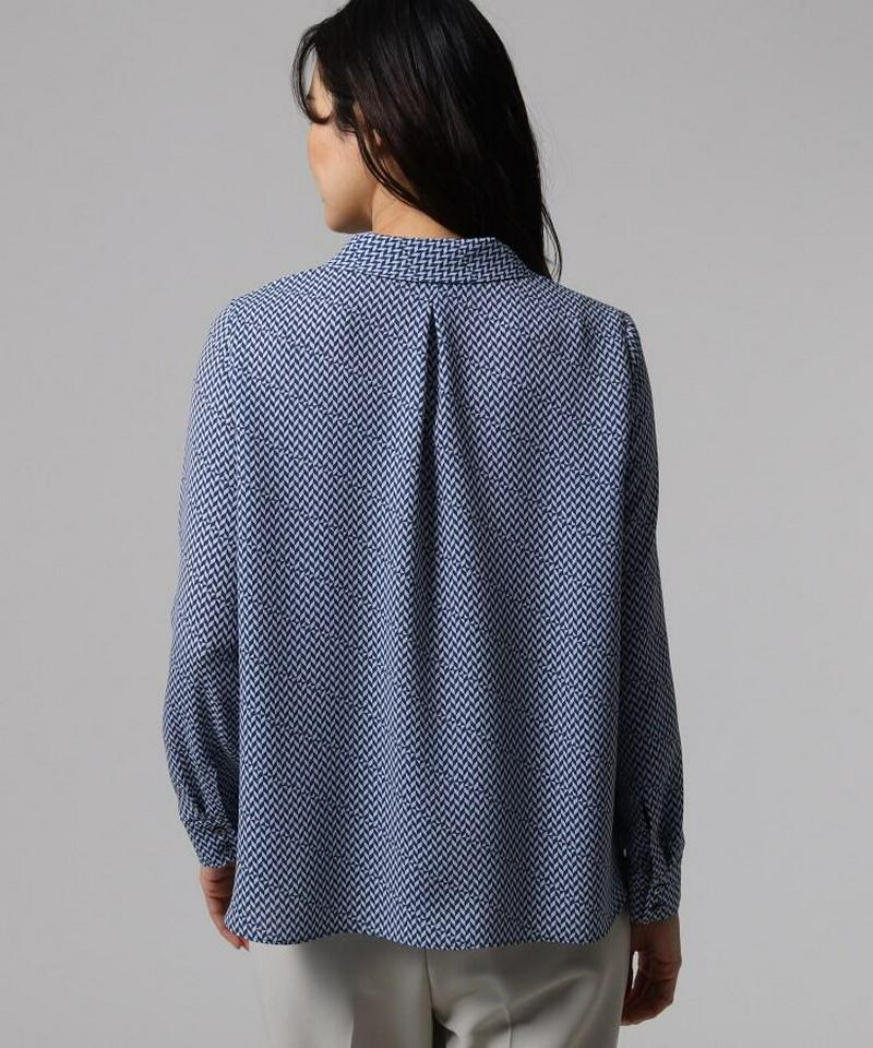 【洗える】ジオメトリカルボウタイブラウス