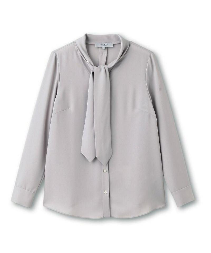 【洗える】パウダリージョーゼットボウタイブラウス