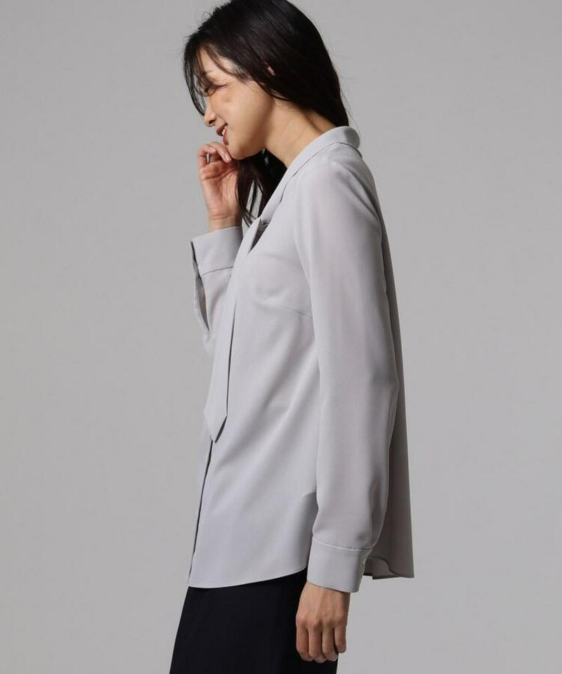 【洗える】パウダリージョーゼットボウタイブラウス