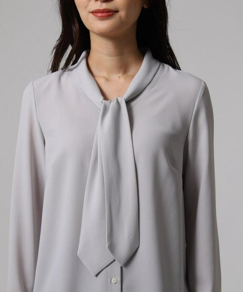 【洗える】パウダリージョーゼットボウタイブラウス