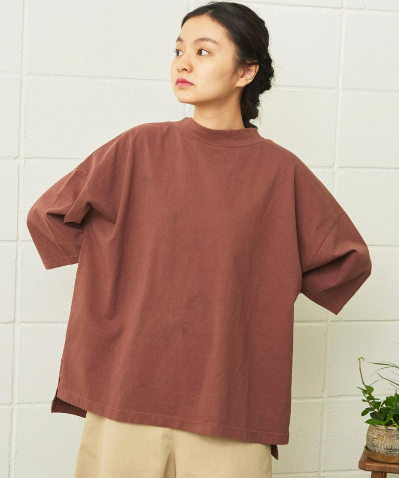 mat　USAコットン18/－製品染めモックネックTシャツ（mat quotidien）