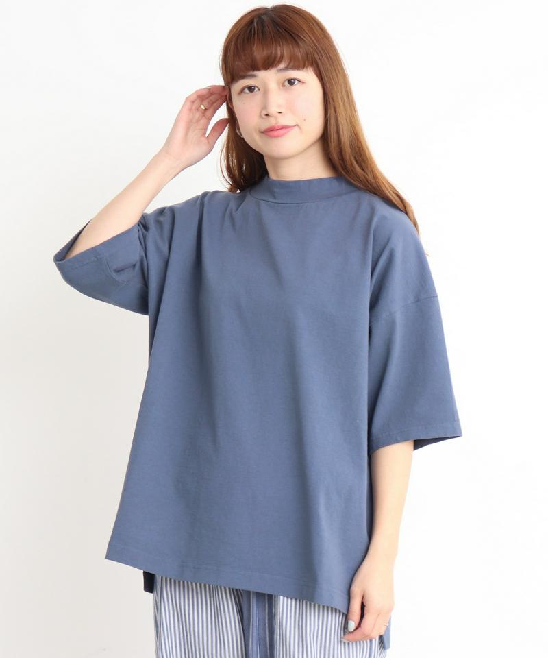 mat　USAコットン18/－製品染めモックネックTシャツ（mat quotidien）