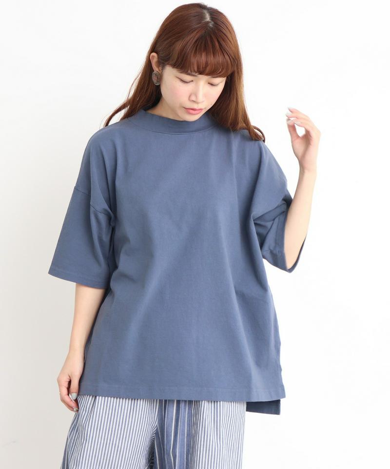 mat　USAコットン18/－製品染めモックネックTシャツ（mat quotidien）
