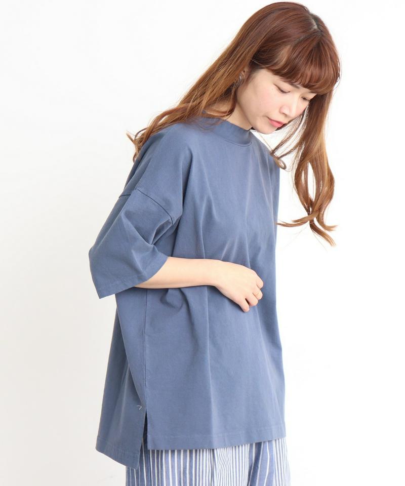 mat　USAコットン18/－製品染めモックネックTシャツ（mat quotidien）