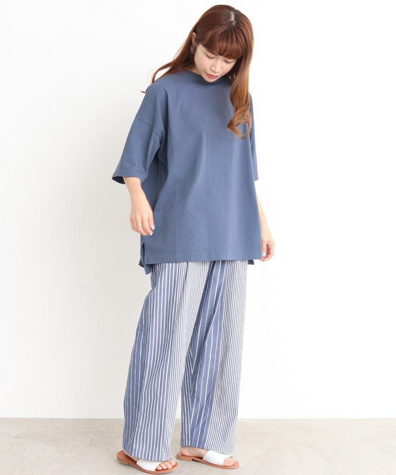 mat　USAコットン18/－製品染めモックネックTシャツ（mat quotidien）
