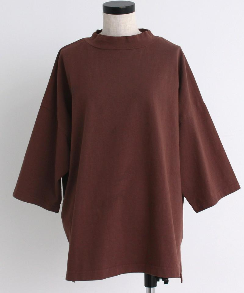 mat　USAコットン18/－製品染めモックネックTシャツ（mat quotidien）