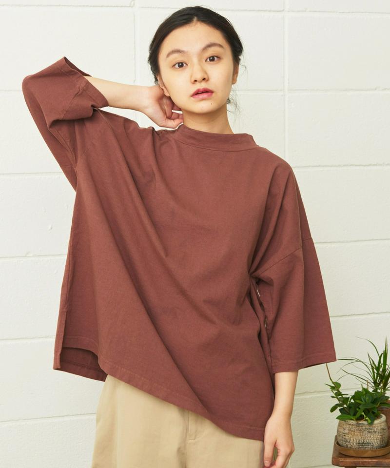 mat　USAコットン18/－製品染めモックネックTシャツ（mat quotidien）