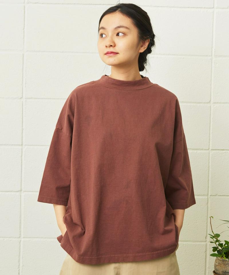 mat　USAコットン18/－製品染めモックネックTシャツ（mat quotidien）