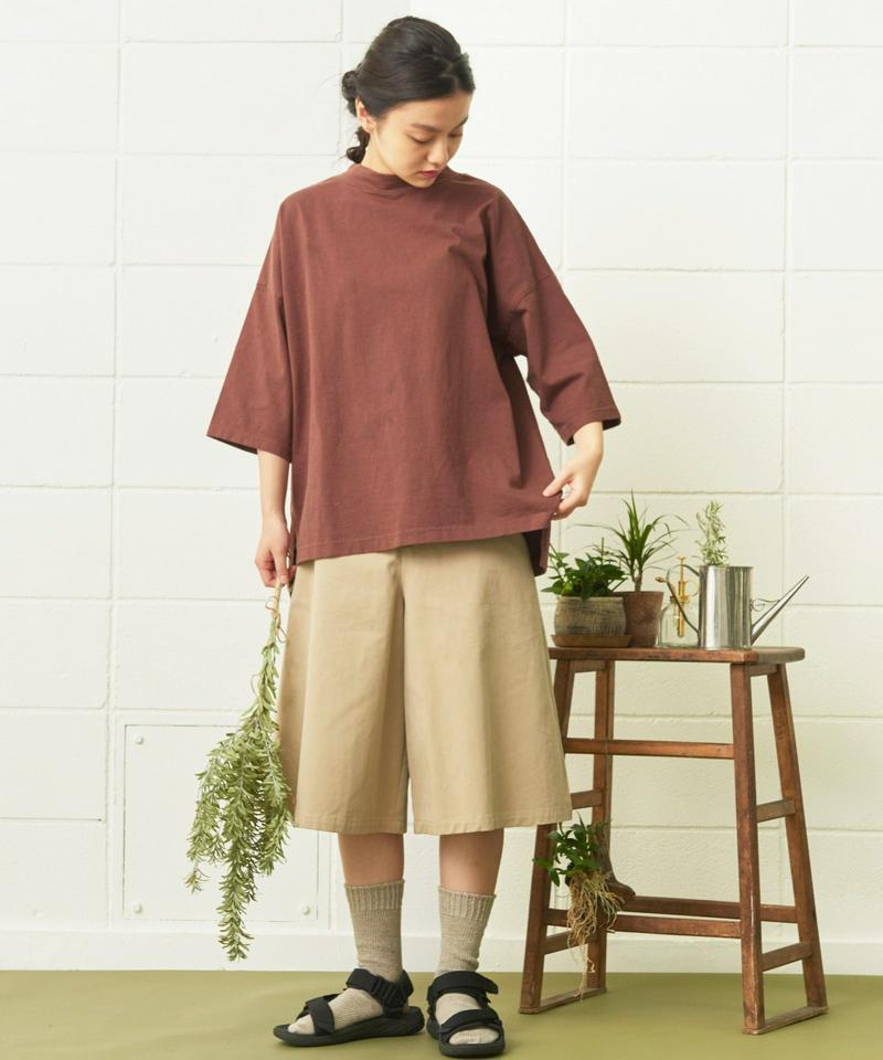 mat　USAコットン18/－製品染めモックネックTシャツ（mat quotidien）
