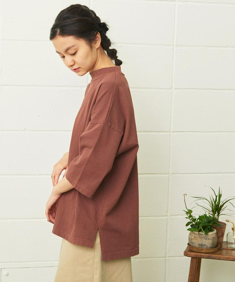mat　USAコットン18/－製品染めモックネックTシャツ（mat quotidien）