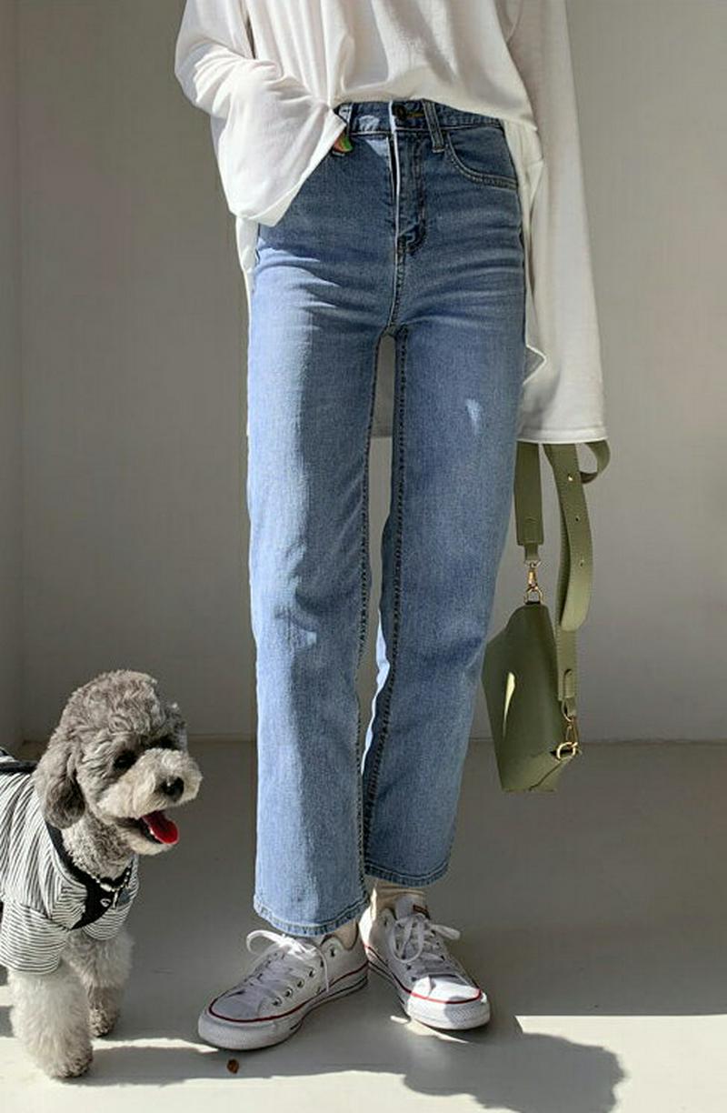 ライトブルーストレートデニムパンツ・全1色・t57938 レディース 【pt】【パンツ デニム デニムパンツ ストレート スリム