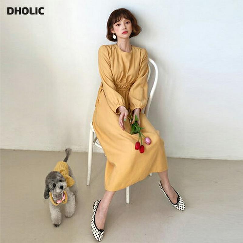 ダブルリボンワンピース・全3色・t57925 レディース 【ops】【ワンピース ロングワンピース ロング ロング丈 無地 ラウ