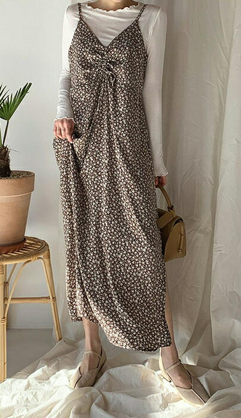 フローラルキャミワンピース・全3色・t57923 レディース 【ops】【ワンピース ロングワンピース ロング丈 スリット キャ