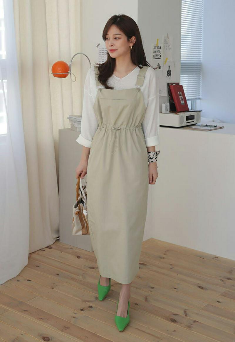 ドロストサスペンダーワンピース・全3色・t61104 レディース【ops】【ワンピース ロング ロングワンピース サスペンダー 
