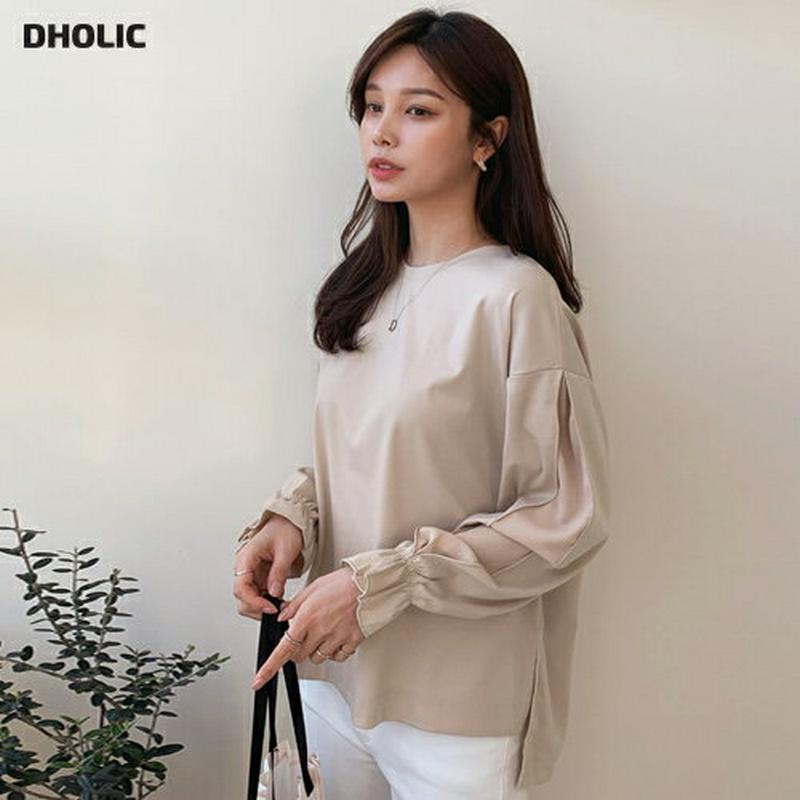 スリットパフTシャツ・全3色・t61095 レディース【tops】【トップス Tシャツ 長袖 パフ パフスリーブ 袖コンシャス 
