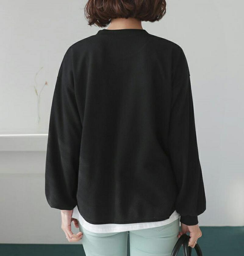 リブレイヤードTシャツ・全4色・b61067 レディース【tops】【トップス Tシャツ 長袖 レイヤード 単色 無地 シンプル