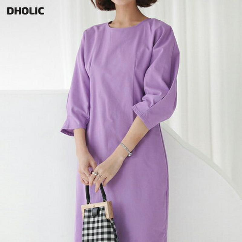 タックロングワンピース・全3色・b61076 レディース【ops】【ワンピース ロング ロングワンピース 半端丈 ハーフスリーブ