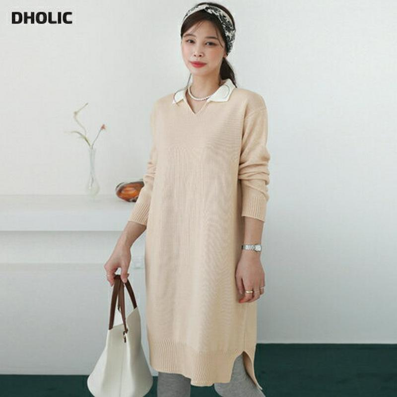 2TYPEカラーニットワンピース・全3色・b61080 レディース【ops】【ワンピース ミディ丈 ミディワンピース ミディアム