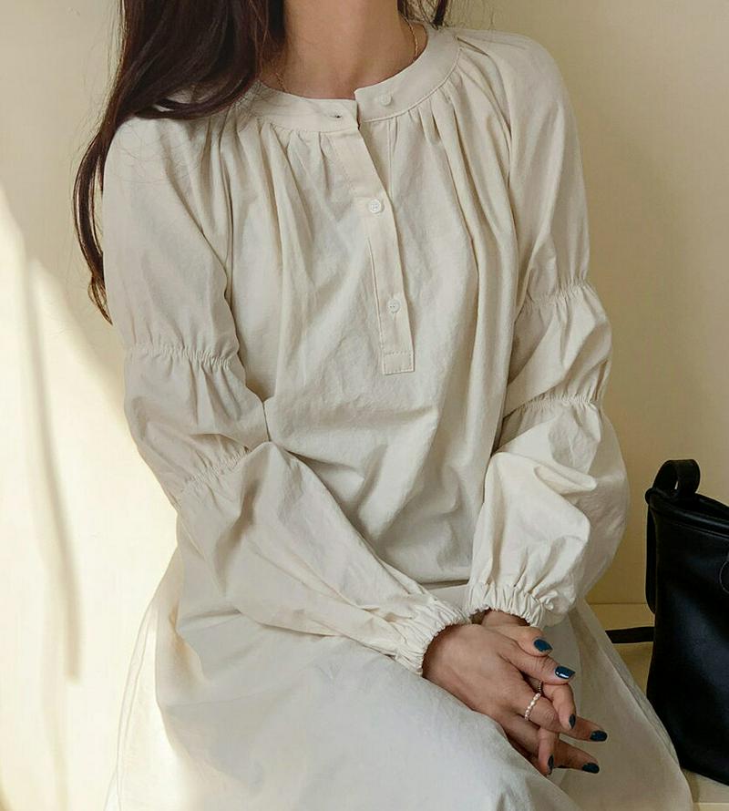 バンドカラーギャザーワンピース・全3色・t54860 レディース 【ops】【ワンピース ロング丈 ロング ロングワンピース ギ