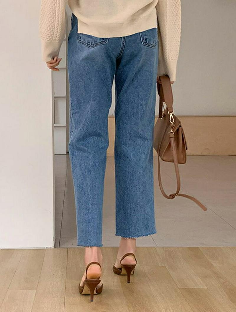 ウォッシュドカットデニムパンツ・全1色・t54869 レディース 【pt】【パンツ デニム デニムパンツ ストレート カットオフ アンクル クロップド 無地 ウォッシュドデニム 秋 春 冬】