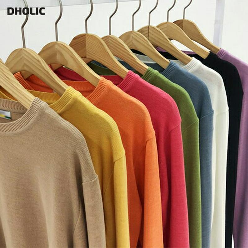 ラウンドネックニット・全9色・t54849 レディース 【tops】【トップス ラウンドネック Tシャツ ニット 無地 ゆったり