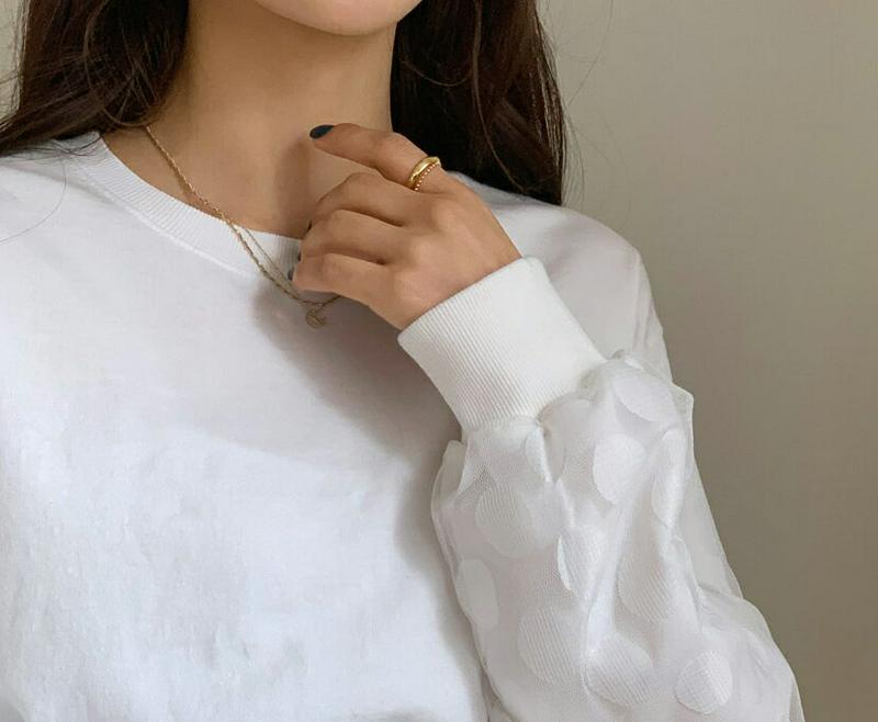 メッシュドットスリーブスウェット・全3色・b54852 レディース 【tops】【トップス スウェット トレーナー ドット パフ
