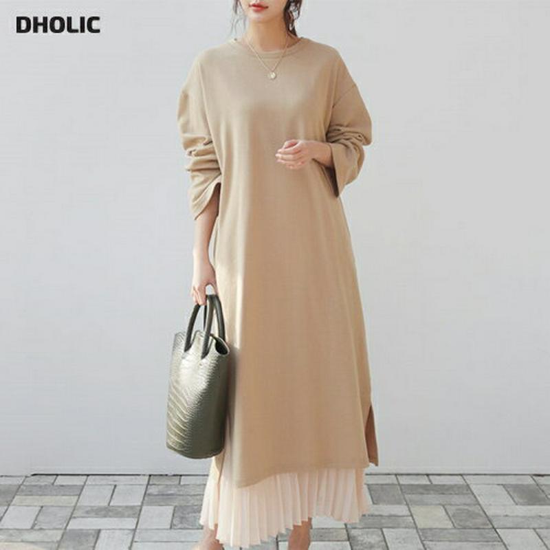 ルーズTシャツワンピース・全4色・b54888 レディース 【ops】【ワンピース ロング丈 ロング スリット Tシャツ ラウン