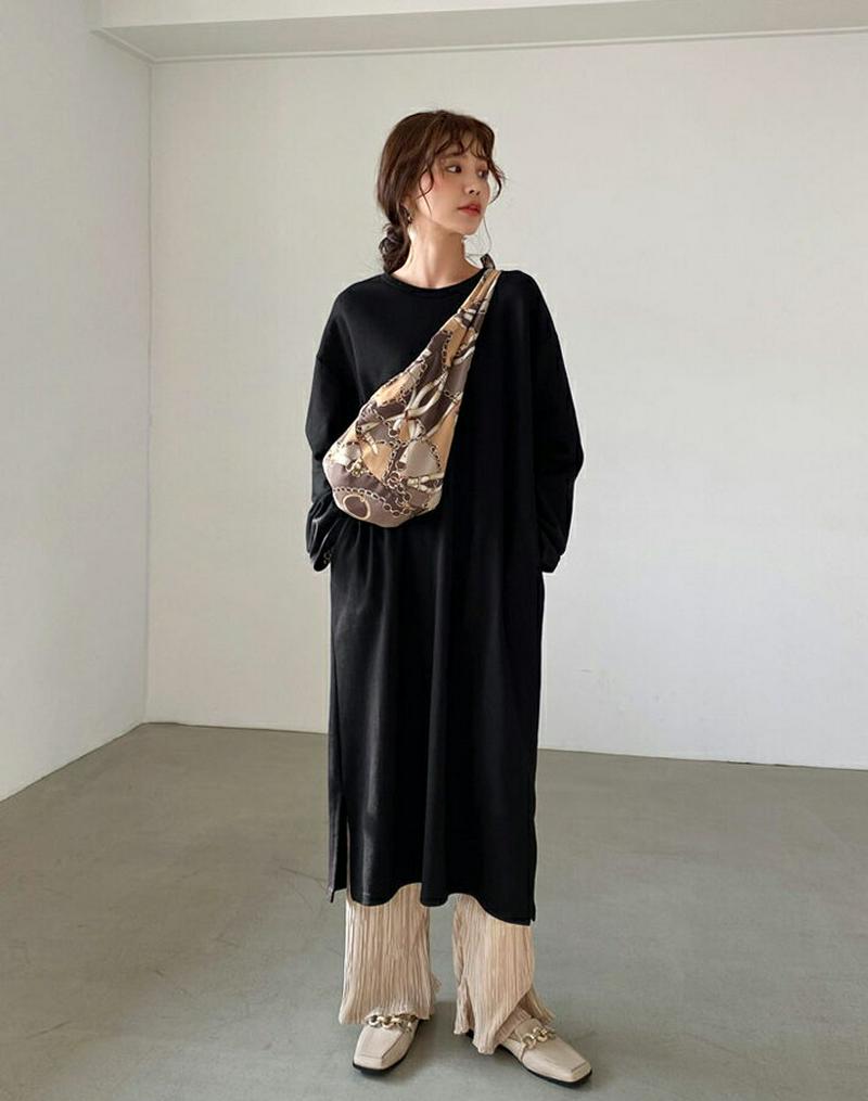 ルーズTシャツワンピース・全4色・b54888 レディース 【ops】【ワンピース ロング丈 ロング スリット Tシャツ ラウン