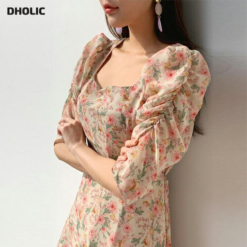 スクエアフローラルワンピース・全3色・t54887 レディース 【ops】【ワンピース ロング ロング丈 ロングワンピース 花柄