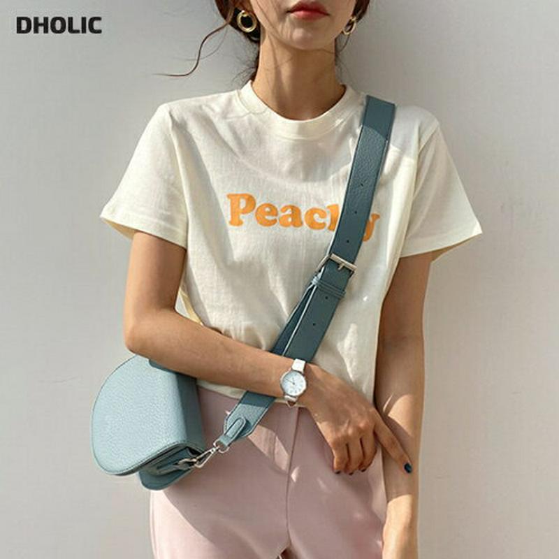 Peachy半袖Tシャツ・全3色・t54894 レディース 【tops】【トップス Tシャツ 半袖 スリム ラウンドネック レタ