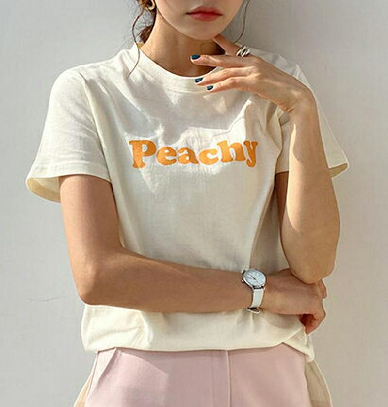 Peachy半袖Tシャツ・全3色・t54894 レディース 【tops】【トップス Tシャツ 半袖 スリム ラウンドネック レタ