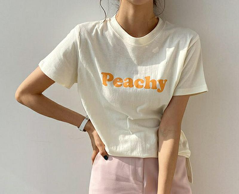 Peachy半袖Tシャツ・全3色・t54894 レディース 【tops】【トップス Tシャツ 半袖 スリム ラウンドネック レタ