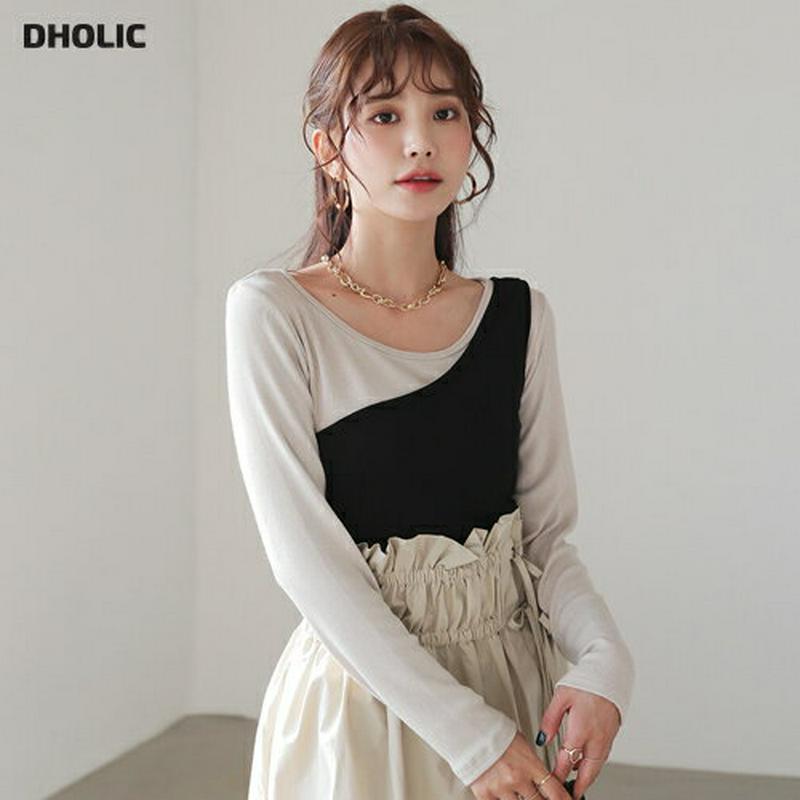 リブスリーブレス&TシャツSET・全4色・t54892 レディース 【tops】【トップス Tシャツ ラウンドネック 長袖 無地