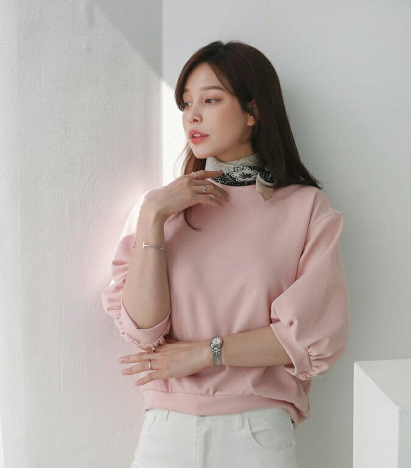 7分丈パフスリーブTシャツ・全4色・t61063 レディース【tops】【トップス Tシャツ 7分袖 7分丈 七分丈 七分袖 パ