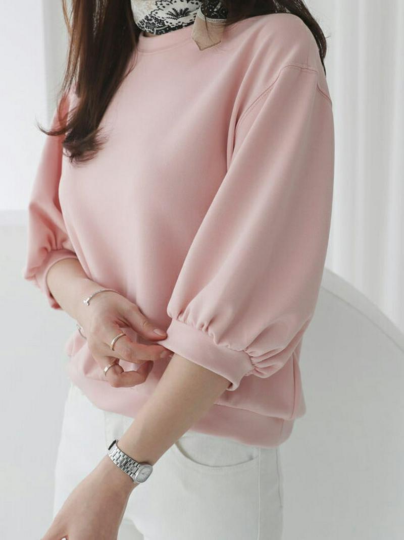 7分丈パフスリーブTシャツ・全4色・t61063 レディース【tops】【トップス Tシャツ 7分袖 7分丈 七分丈 七分袖 パ