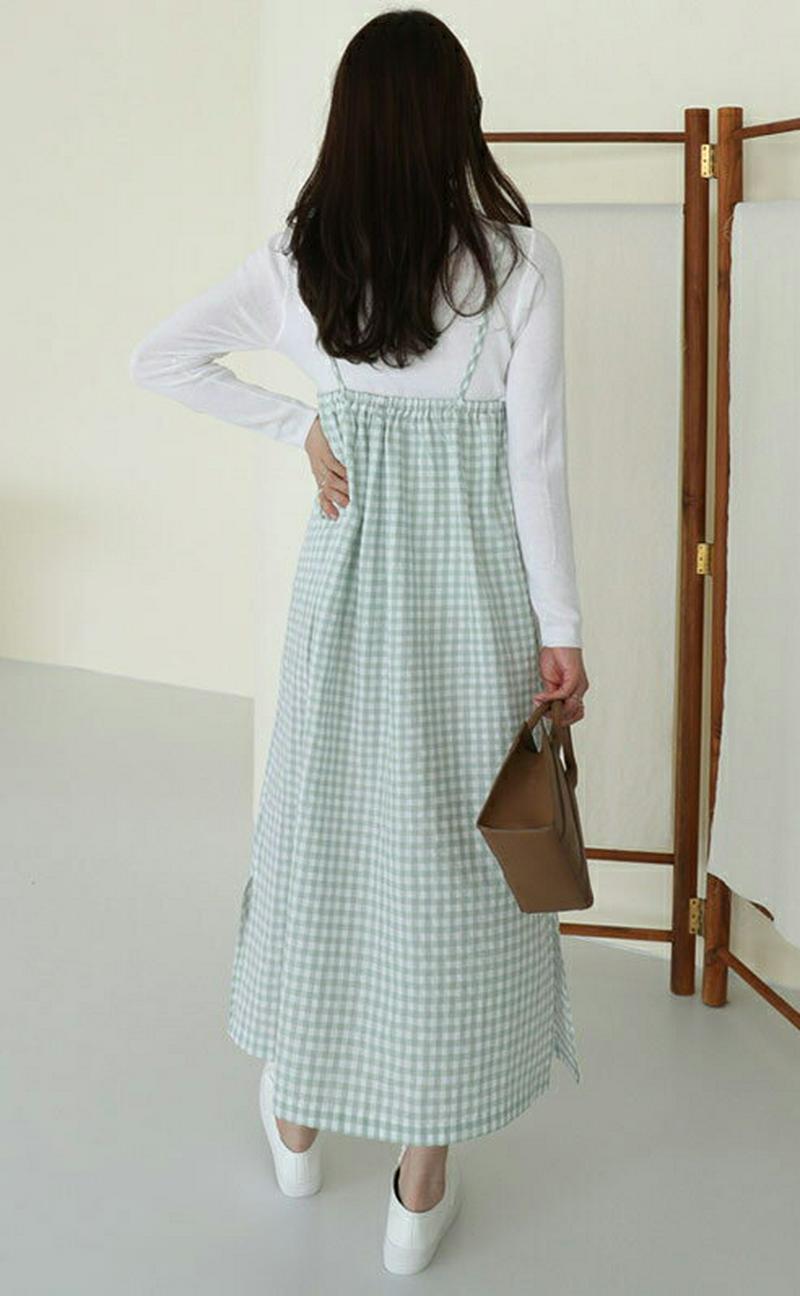 2TYPEノースリワンピース・全3色・b61075 レディース【ops】【ワンピース ロング ロングワンピース チェック柄 無地