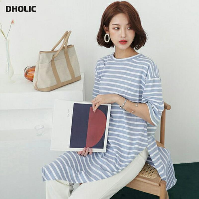 スリットロングボーダーTシャツ・全3色・b61069 レディース【tops】【トップス Tシャツ ボーダー 柄 スリット ロング