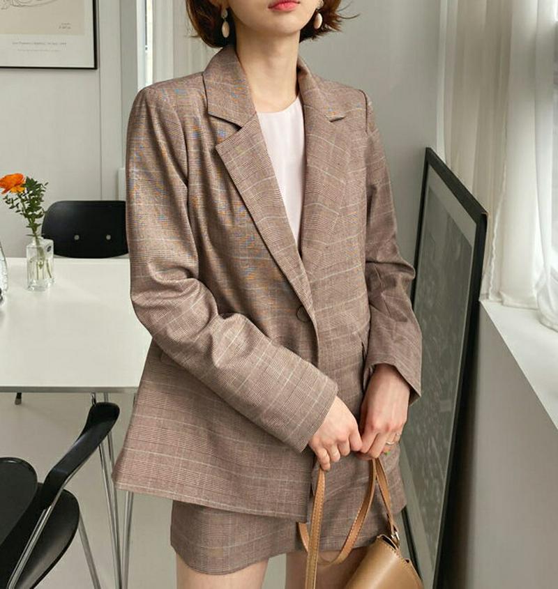 【送料無料】チェックジャケット&キュロットパンツSET・全2色・t57880 レディース 【pt】【セットアップ セット ジャケ