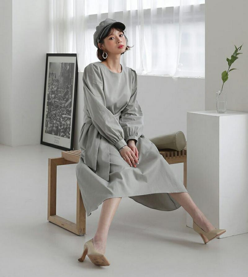 ウエストリボンワンピース・全3色・t57879 レディース 【ops】【ワンピース ロング ロング丈 ロングワンピース リボン 