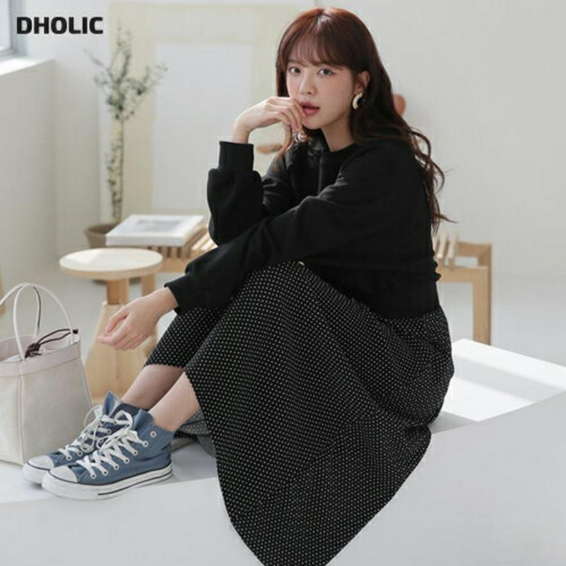 ドットコントラストワンピース・全2色・b57878 レディース 【ops】【ロング丈 ロング ロングワンピース ワンピース レイ