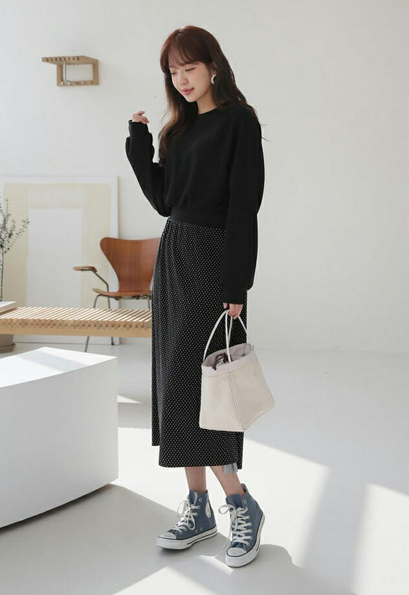 ドットコントラストワンピース・全2色・b57878 レディース 【ops】【ロング丈 ロング ロングワンピース ワンピース レイ