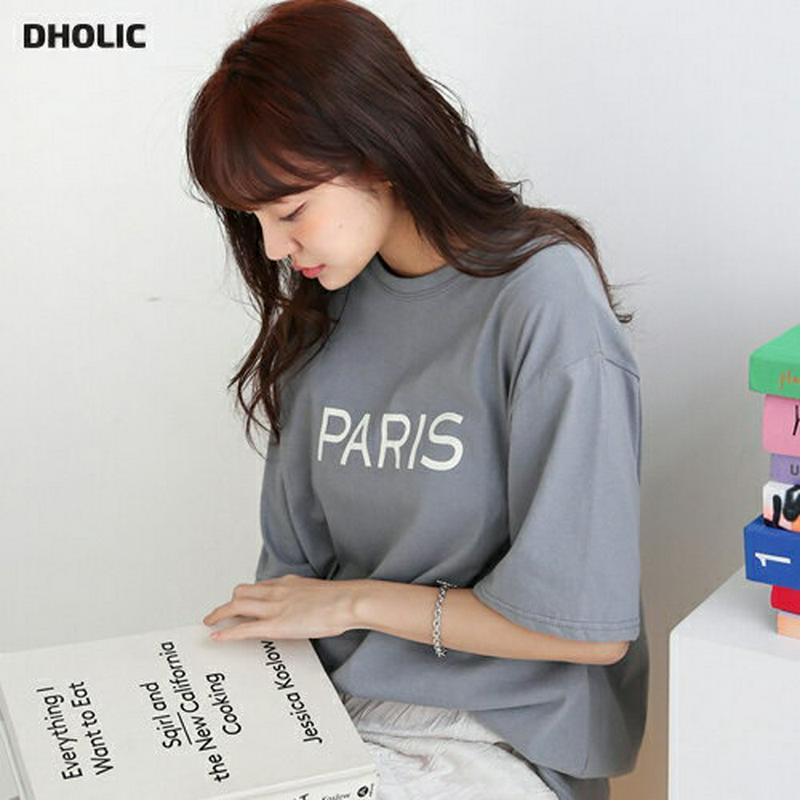 PARISプリントTシャツ・全3色・b57852 レディース 【tops】【トップス Tシャツ ラウンドネック 半袖 ゆったり 