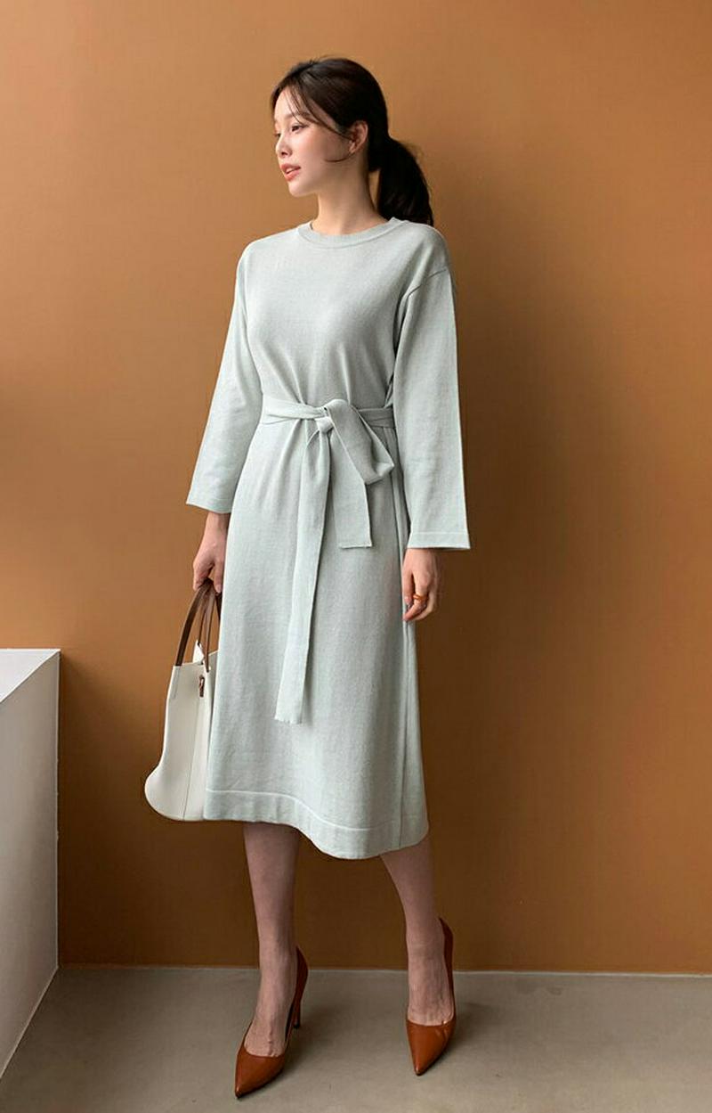 ストラップ付ルーズニットワンピース・全3色・t61047 レディース【ops】【ワンピース ロング ロングワンピース 長袖 ニッ