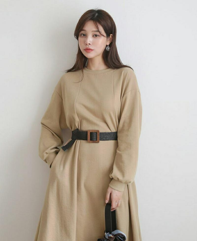 フレアスウェットワンピース・全3色・b61043 レディース【ops】【ワンピース ロング ロングワンピース 長袖 スウェット 