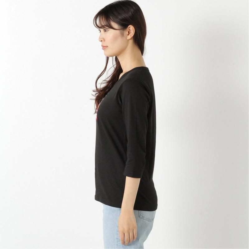 【おうちディズニー】ロゴ７分袖刺繍Ｔシャツ「ミッキー＆フレンズ」【Ｍ～３Ｌ】（ディズニー）