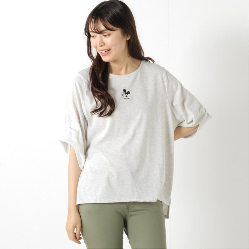 【おうちディズニー化計画】ミッキー刺繍袖ボリュームＴシャツ「ミッキーマウス」（ディズニー）