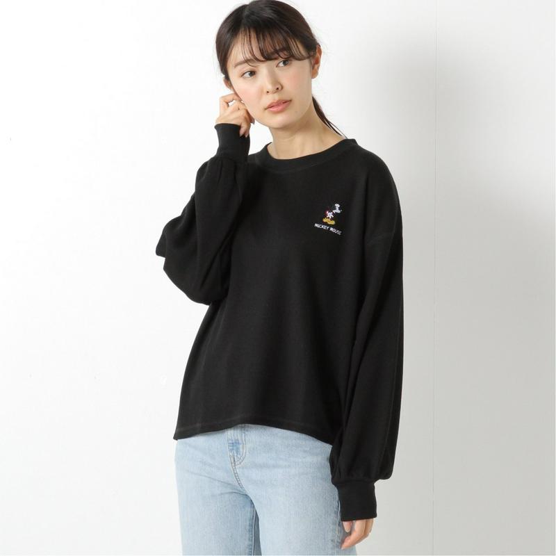 ミッキー刺繍入りワッフルプルオーバー【Ｍ～３Ｌ】「ミッキーマウス」（ディズニー）
