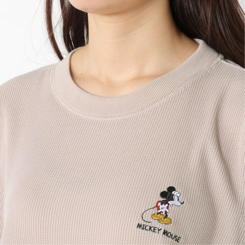 ミッキー刺繍入りワッフルプルオーバー【Ｍ～３Ｌ】「ミッキーマウス」（ディズニー）