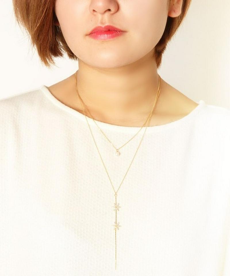 K14GF 3way パール×花ガラスチェーンネックレス